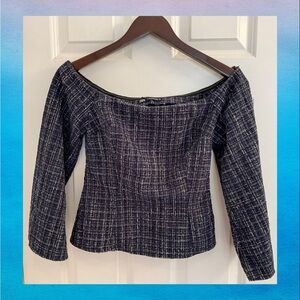 Zara Tweed Off the Shoulder Top - NWT - Size XS